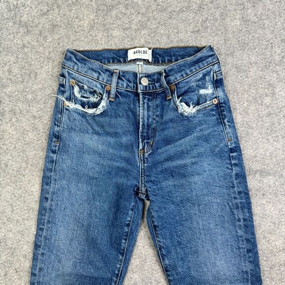 AGOLDE DENIM Toni Slim Ankle Jeans Stratosphere A133F 3002 Distressed Sz 24 - Picture 2 of 12